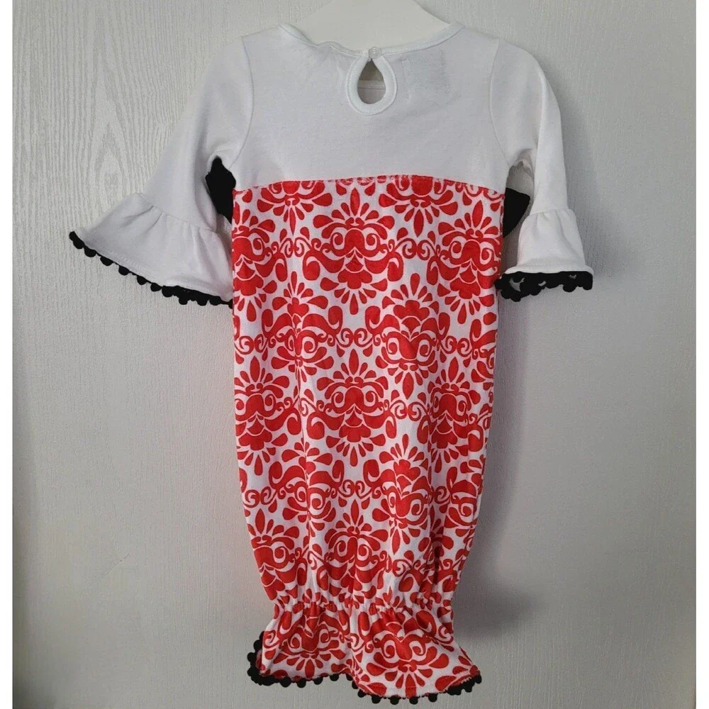 Mud Pie Baby-Girls Red Damask Sleep Gown Size 0-3M